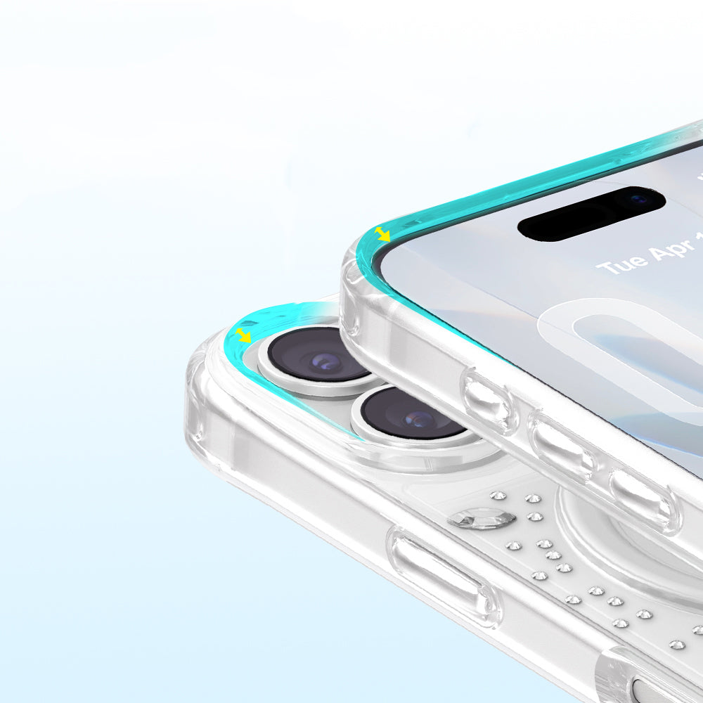 Apple iPhone 17 Kılıf M-Safe Şarj Özellikli Zore Paris Mova Sert PC Kapak Şeffaf-Beyaz