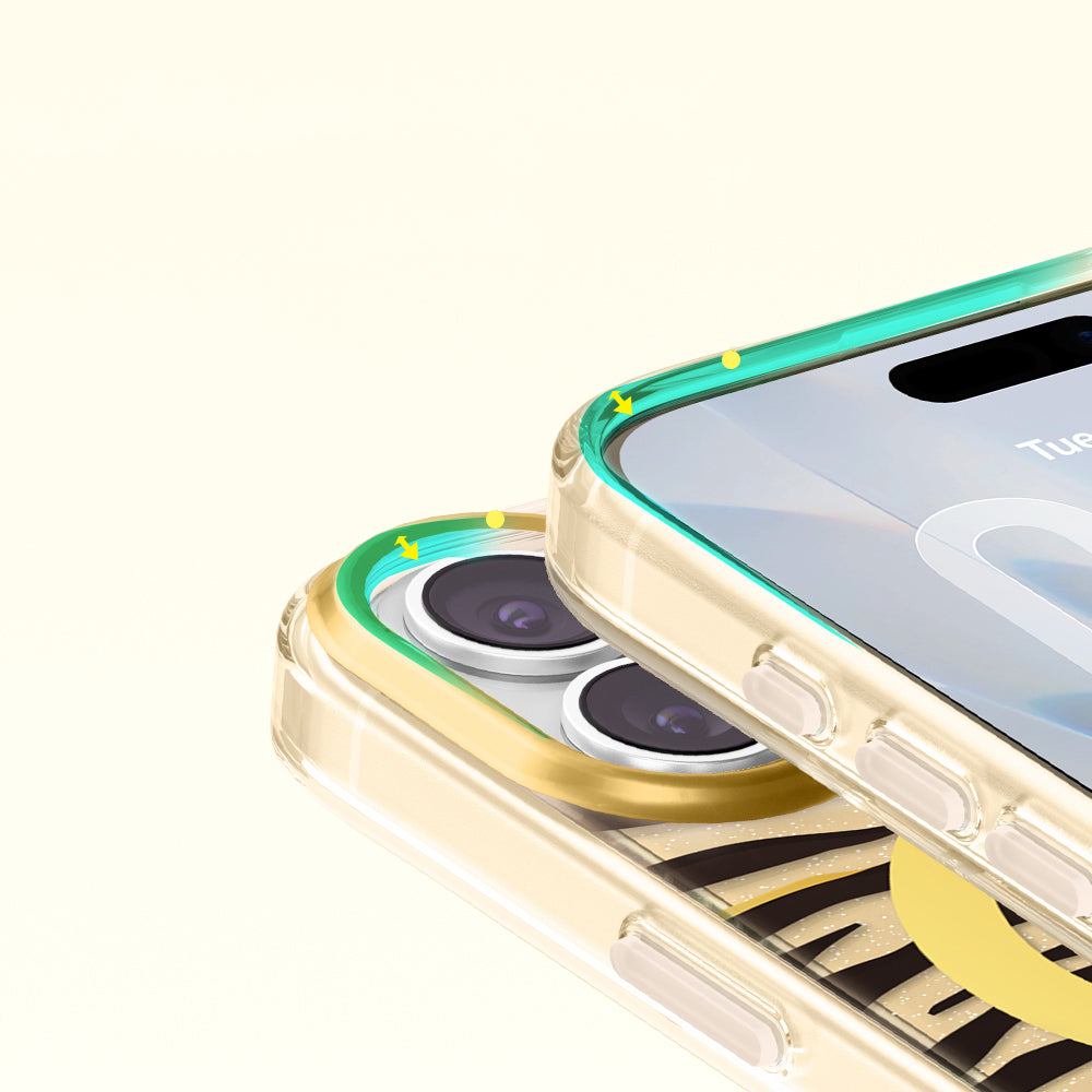 Apple iPhone 17 Kılıf M-Safe Şarj Özellikli Zore Paris Veyro TPU Kapak Gold