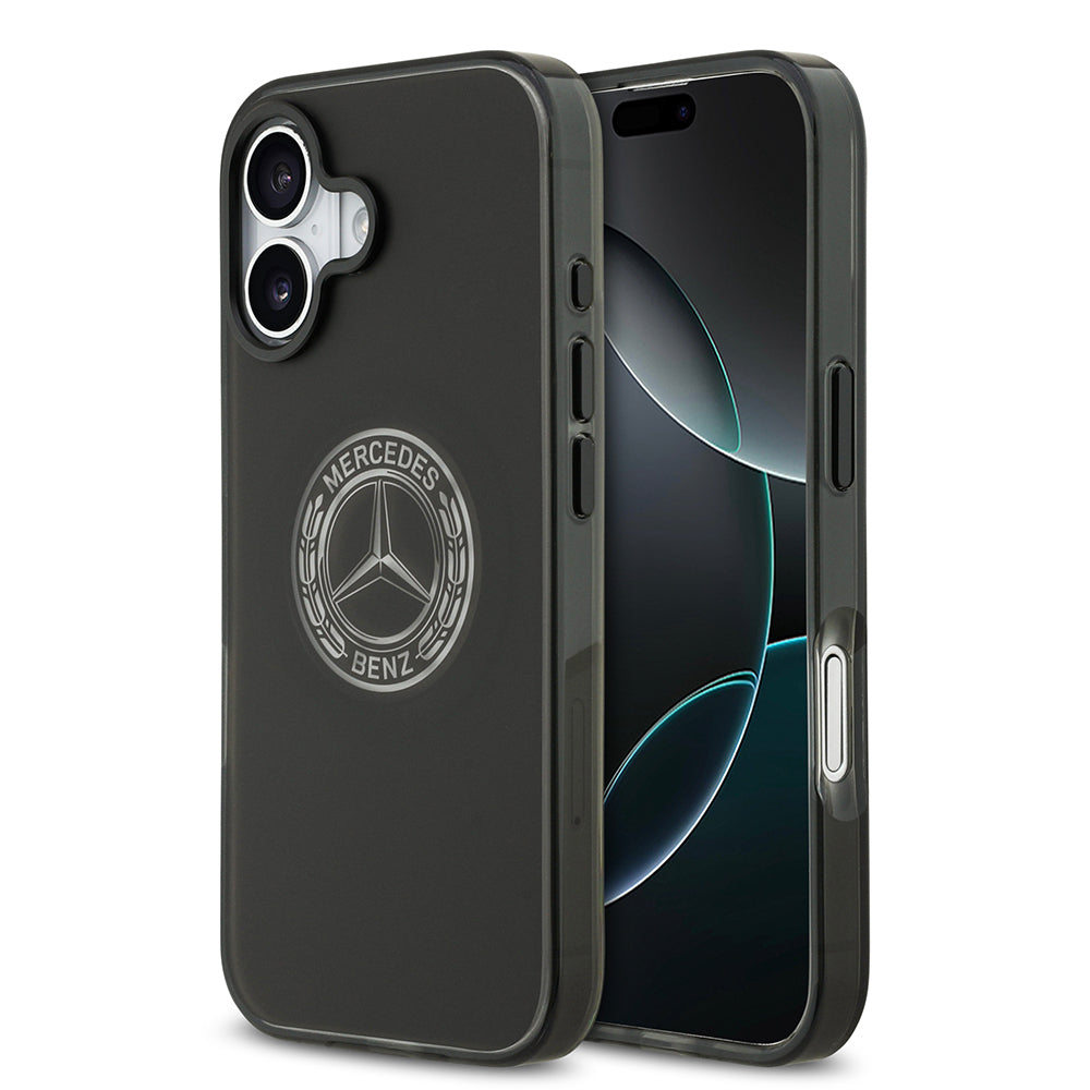 Apple iPhone 17 Kılıf Mercedes Benz Orjinal Lisanslı M-safe Şarj Özellikli Buzlu PC Nostaljik Yıldız Dizayn Kapak Siyah