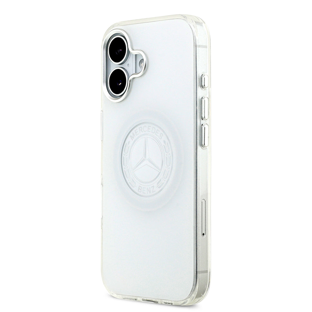 Apple iPhone 17 Kılıf Mercedes Benz Orjinal Lisanslı M-safe Şarj Özellikli Buzlu PC Nostaljik Yıldız Dizayn Kapak Beyaz