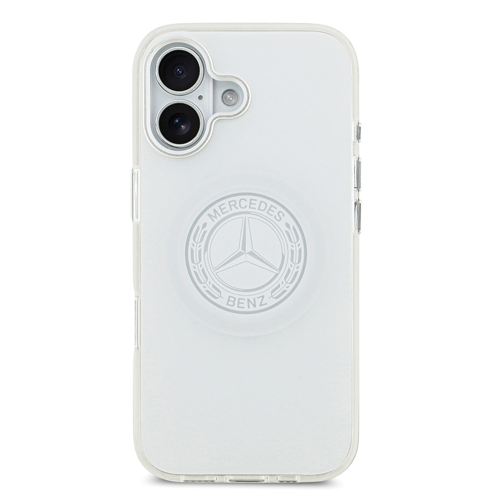 Apple iPhone 17 Kılıf Mercedes Benz Orjinal Lisanslı M-safe Şarj Özellikli Buzlu PC Nostaljik Yıldız Dizayn Kapak Beyaz