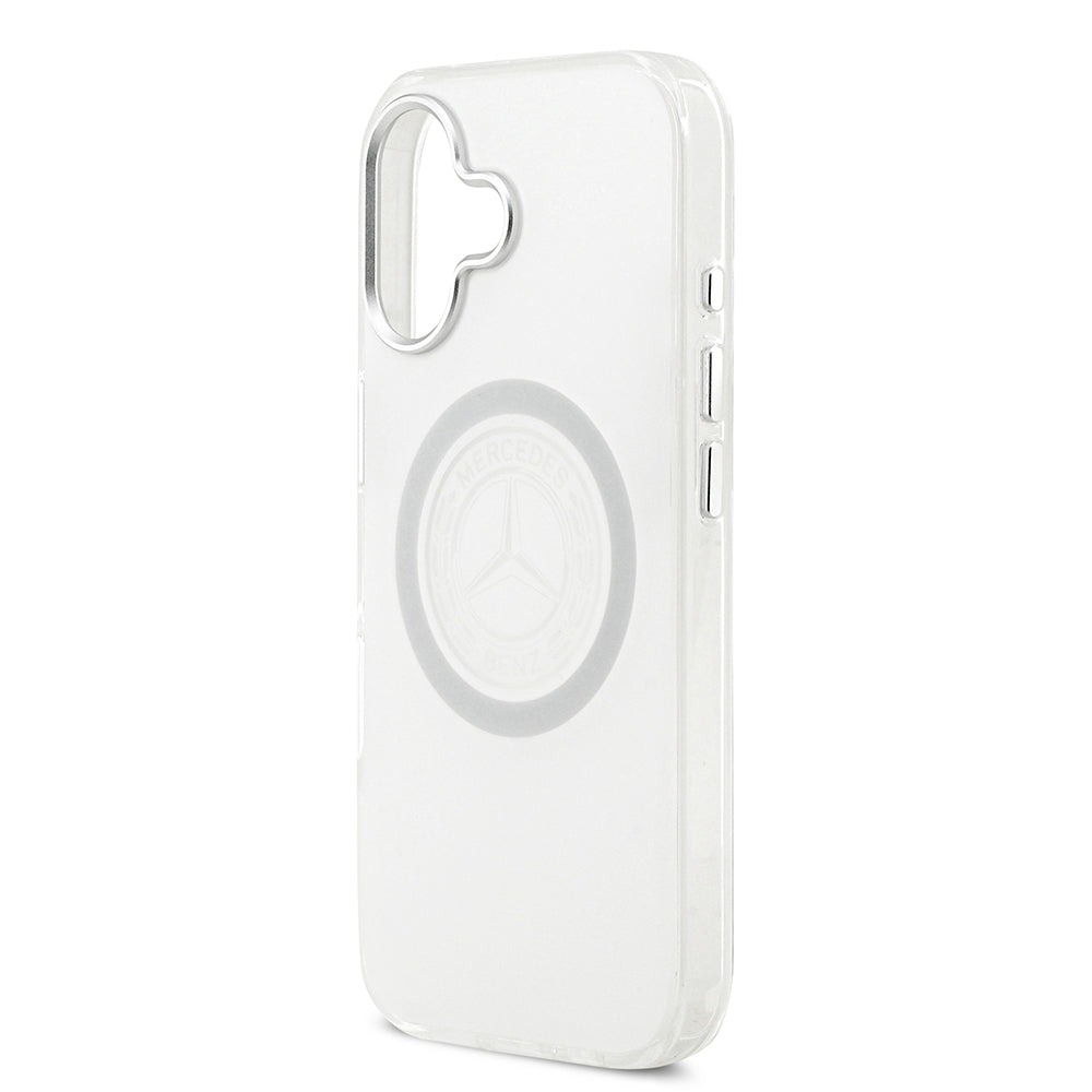 Apple iPhone 17 Kılıf Mercedes Benz Orjinal Lisanslı M-safe Şarj Özellikli Buzlu PC Nostaljik Yıldız Dizayn Kapak Beyaz