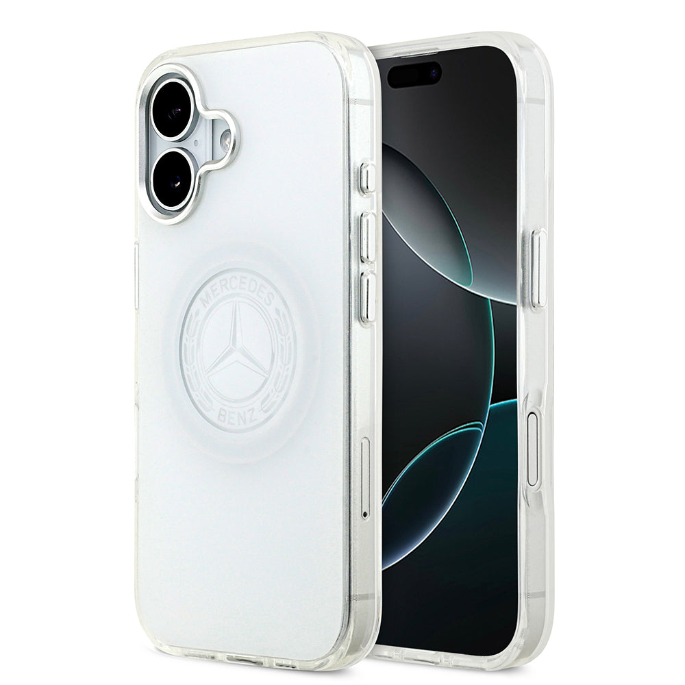 Apple iPhone 17 Kılıf Mercedes Benz Orjinal Lisanslı M-safe Şarj Özellikli Buzlu PC Nostaljik Yıldız Dizayn Kapak Beyaz