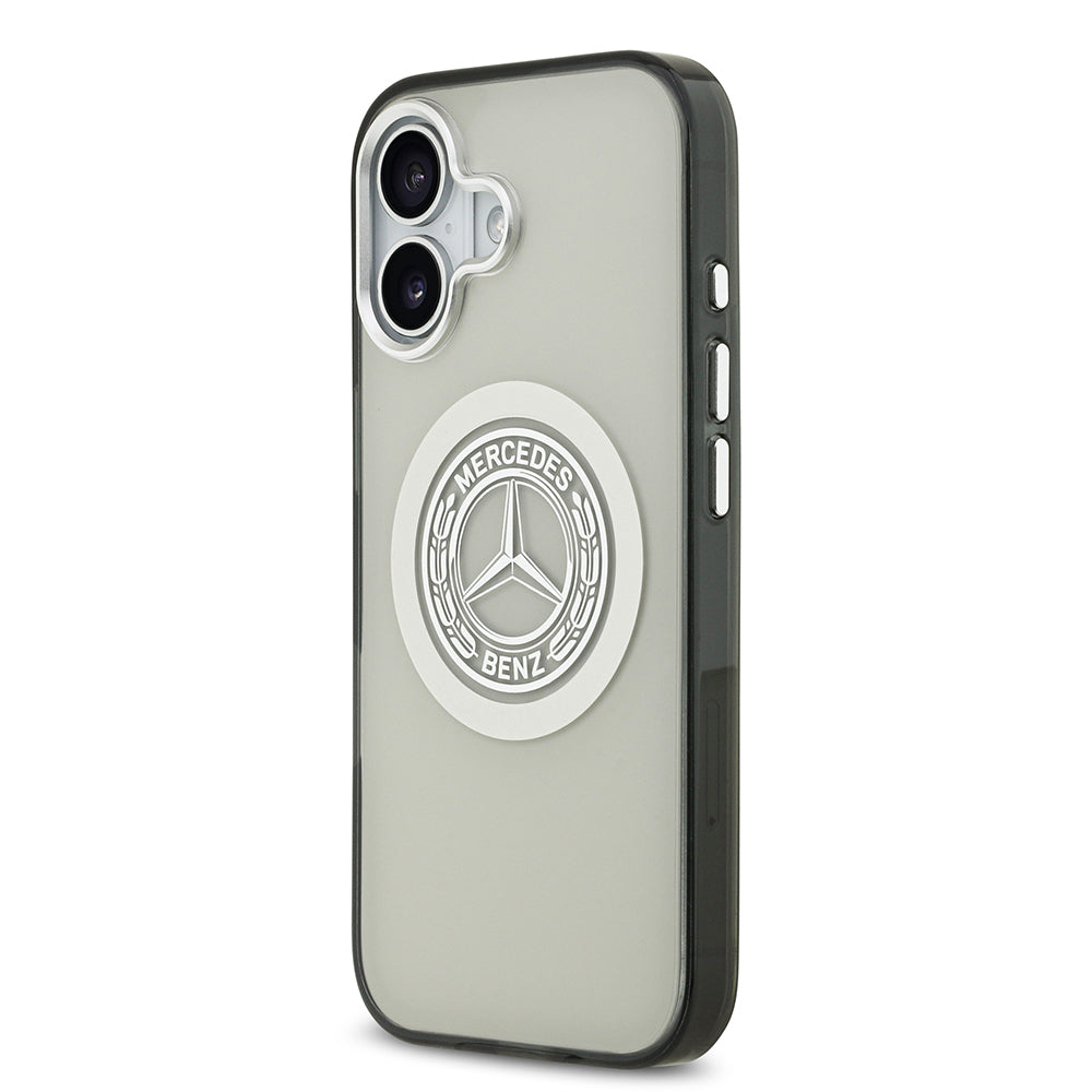 Apple iPhone 17 Kılıf Mercedes Benz Orjinal Lisanslı M-safe Şarj Özellikli Çift Katmanlı PC Nostaljik Yıldız Dizayn Kapak Gri