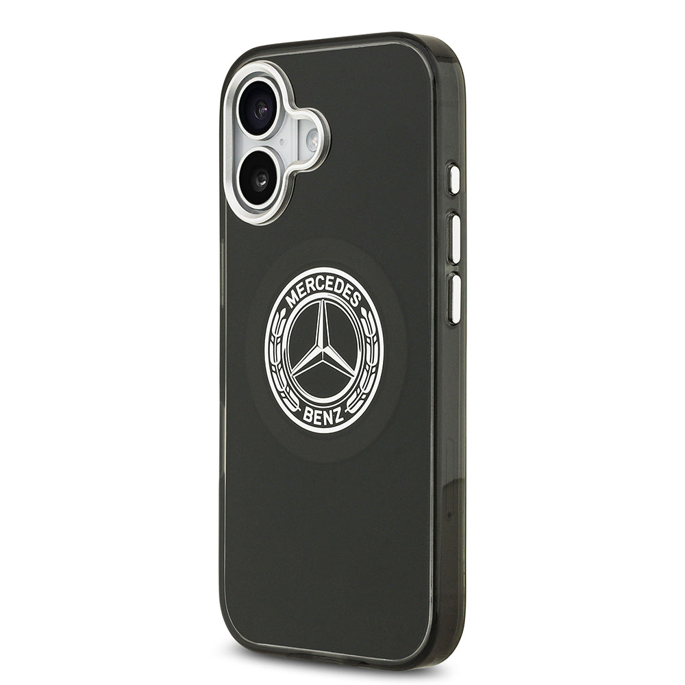 Apple iPhone 17 Kılıf Mercedes Benz Orjinal Lisanslı M-safe Şarj Özellikli Çift Katmanlı PC Nostaljik Yıldız Dizayn Kapak Siyah