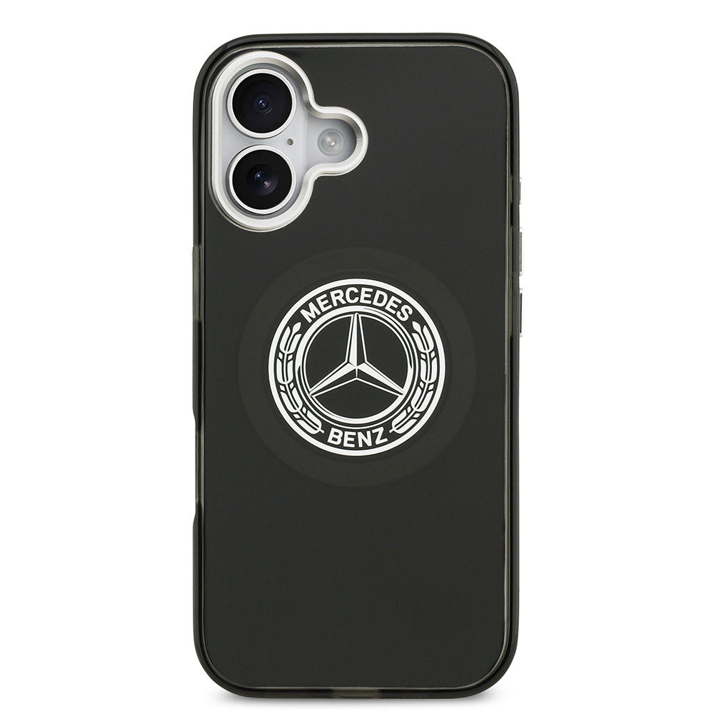 Apple iPhone 17 Kılıf Mercedes Benz Orjinal Lisanslı M-safe Şarj Özellikli Çift Katmanlı PC Nostaljik Yıldız Dizayn Kapak Siyah