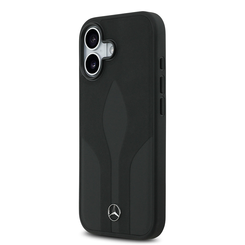 Apple iPhone 17 Kılıf Mercedes Benz Orjinal Lisanslı M-safe Şarj Özellikli Dokulu Desenli Deri Kapak Kahverengi