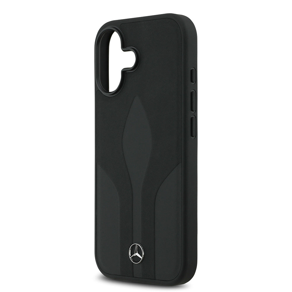 Apple iPhone 17 Kılıf Mercedes Benz Orjinal Lisanslı M-safe Şarj Özellikli Dokulu Desenli Deri Kapak Kahverengi