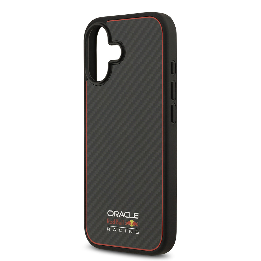 Apple iPhone 17 Kılıf Redbull Orjinal Lisanslı M-safe Şarj Özellikli Karbon Fiber Parlayan Logolu Kevlar Kapak  Siyah