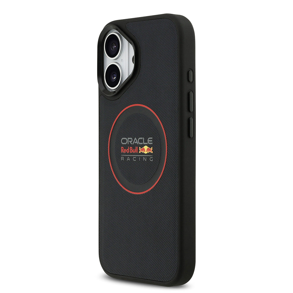Apple iPhone 17 Kılıf Redbull Orjinal Lisanslı M-safe Şarj Özellikli Kırmızı Halka ve Logo Kabartmalı PU Deri Kapak Lacivert