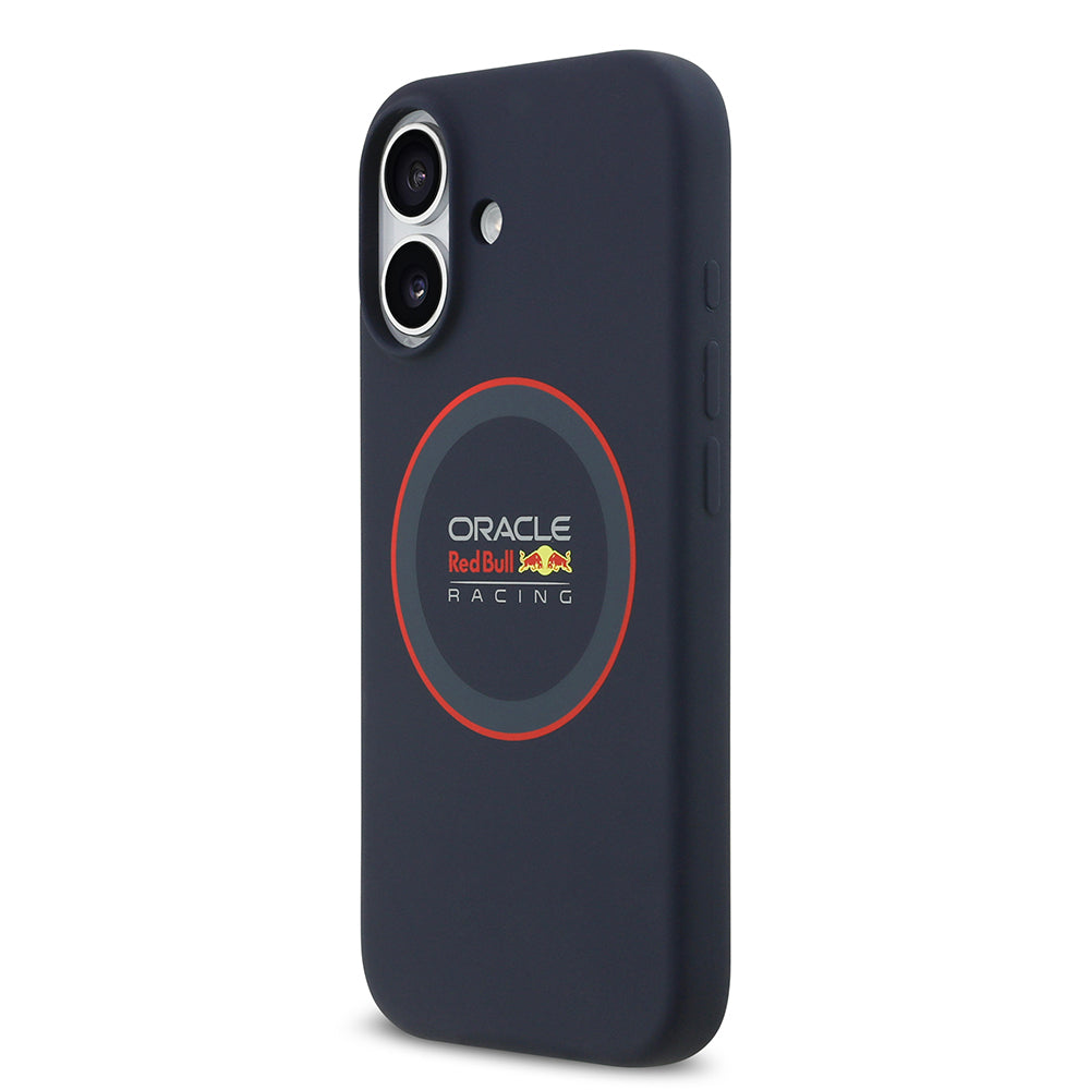 Apple iPhone 17 Kılıf Redbull Orjinal Lisanslı M-safe Şarj Özellikli Kırmızı Halka ve Logo Silikon Kapak Lacivert