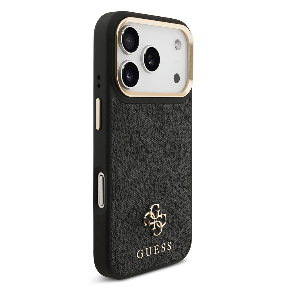 Apple iPhone 17 Pro Guess Orjinal Lisanslı 4G ve Yazı Logolu Kılıf + Ekran Koruyucu + Lens Koruyucu 3in1 Aksesuar Seti Siyah