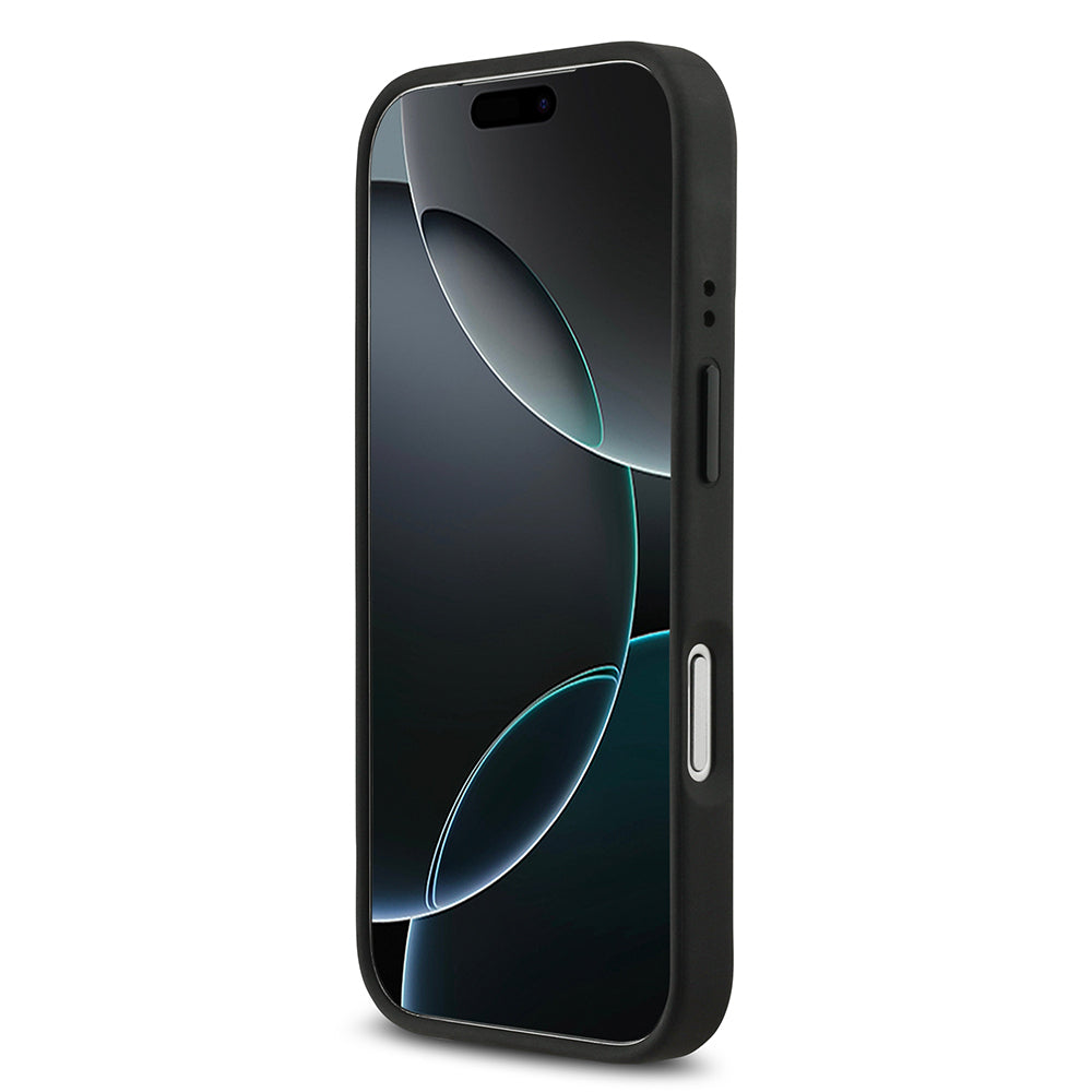 Apple iPhone 17 Pro Kılıf BMW Orjinal Lisanslı M-safe Şarj Özellikli Deri Arka Yüzey Metal Logolu Delikli Şerit Tasarımlı Kapak Mavi