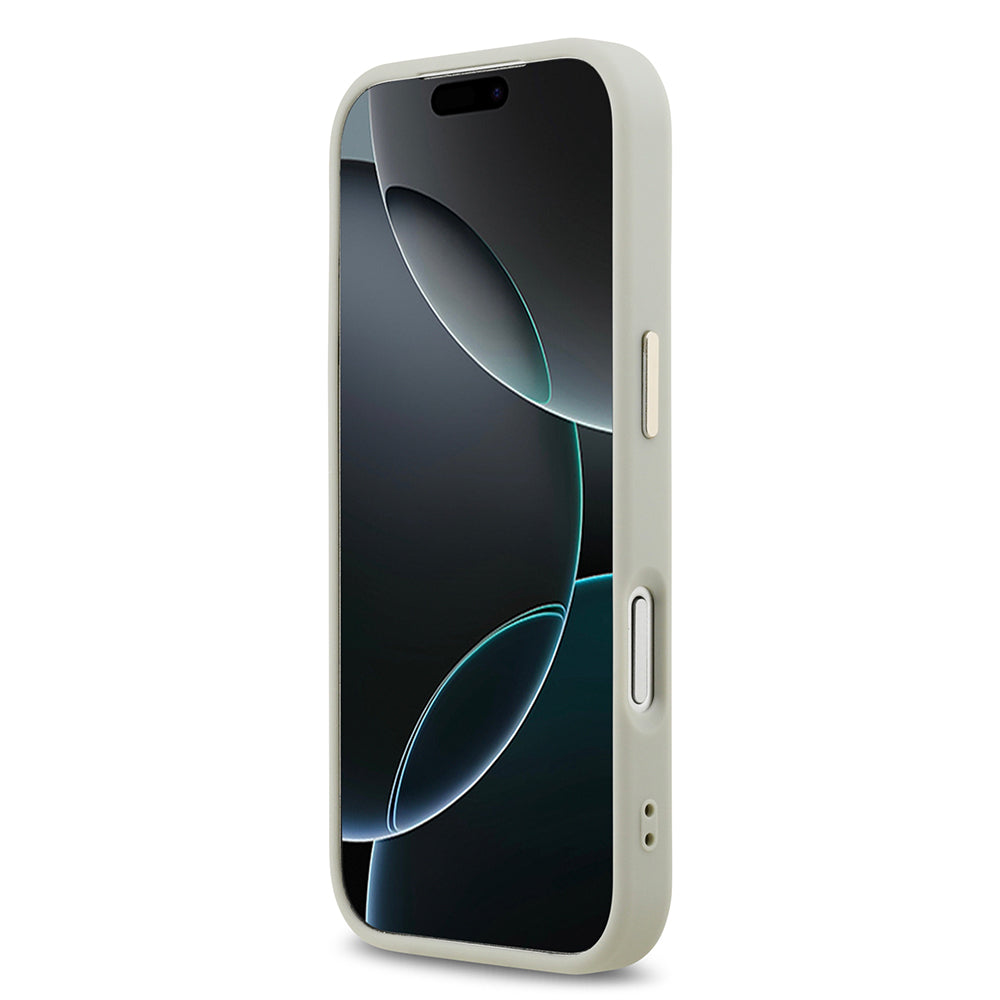 Apple iPhone 17 Pro Kılıf DKNY Orjinal Lisanslı M-safe Şarj Özellikli 3D Yazılı Checkered Pattern Kapak Bej