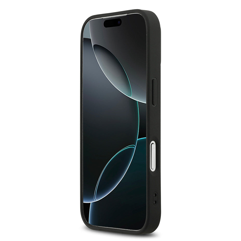 Apple iPhone 17 Pro Kılıf DKNY Orjinal Lisanslı M-safe Şarj Özellikli 3D Yazılı Grid Pattern Kapak Siyah