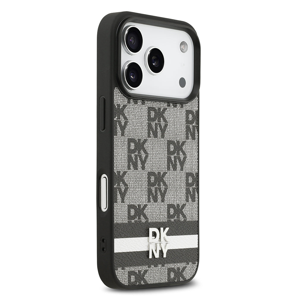 Apple iPhone 17 Pro Kılıf DKNY Orjinal Lisanslı M-safe Şarj Özellikli 3D Yazılı Metal Logolu Kapak Siyah