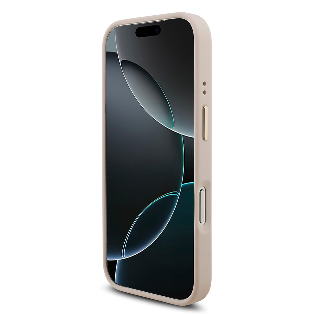 Apple iPhone 17 Pro Kılıf Guess Orjinal Lisanslı 4G Büyük Metal Logolu Kalın Askılı Kapak Pembe