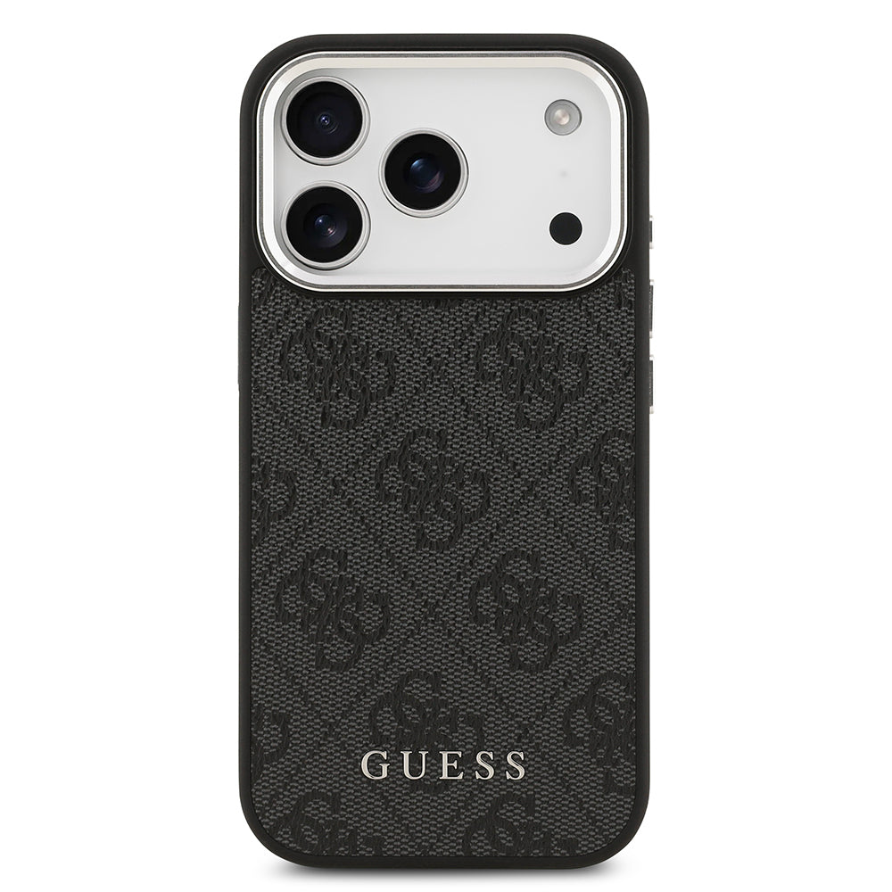 Apple iPhone 17 Pro Kılıf Guess Orjinal Lisanslı M-safe Şarj Özellikli 4G Klasik Yazı Logolu Kapak Siyah