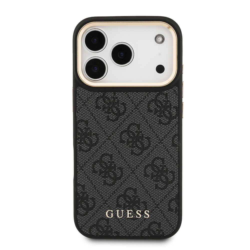 Apple iPhone 17 Pro Kılıf Guess Orjinal Lisanslı M-safe Şarj Özellikli Askılı ve 4G Logo Kartlıklı Kapak Siyah