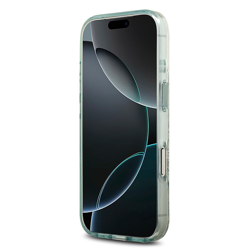 Apple iPhone 17 Pro Kılıf Guess Orjinal Lisanslı M-safe Şarj Özellikli Flower Tonal Circle Kapak Yeşil