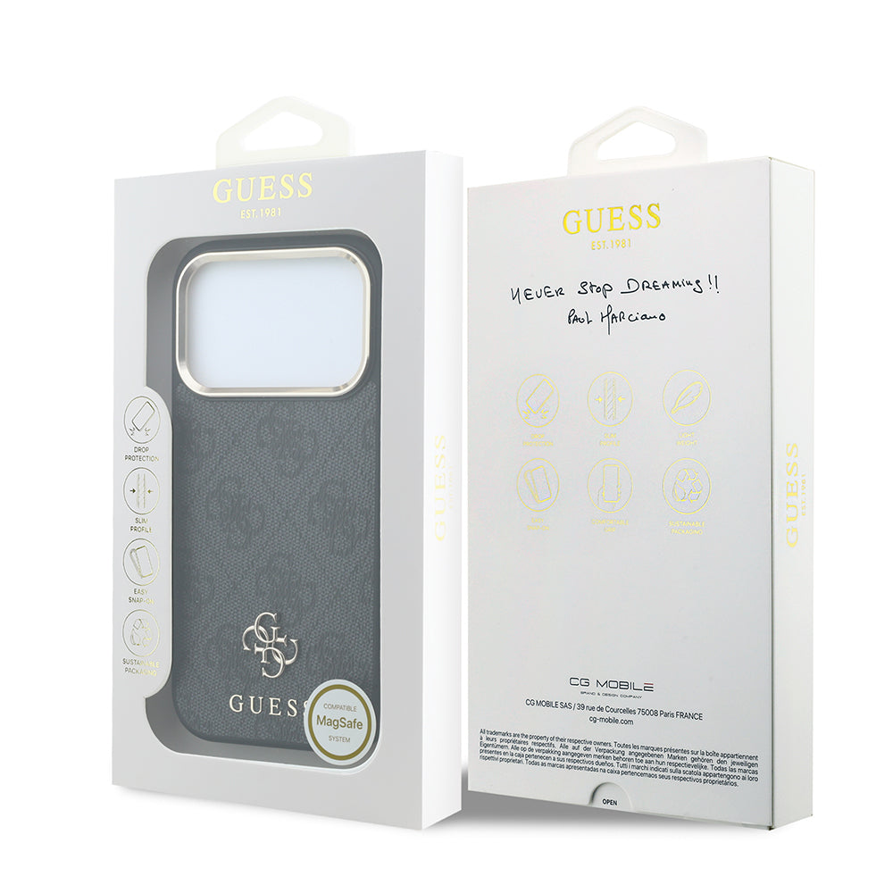 Apple iPhone 17 Pro Kılıf Guess Orjinal Lisanslı M-safe Şarj Özellikli Small 4G Classic Logolu Kapak Siyah