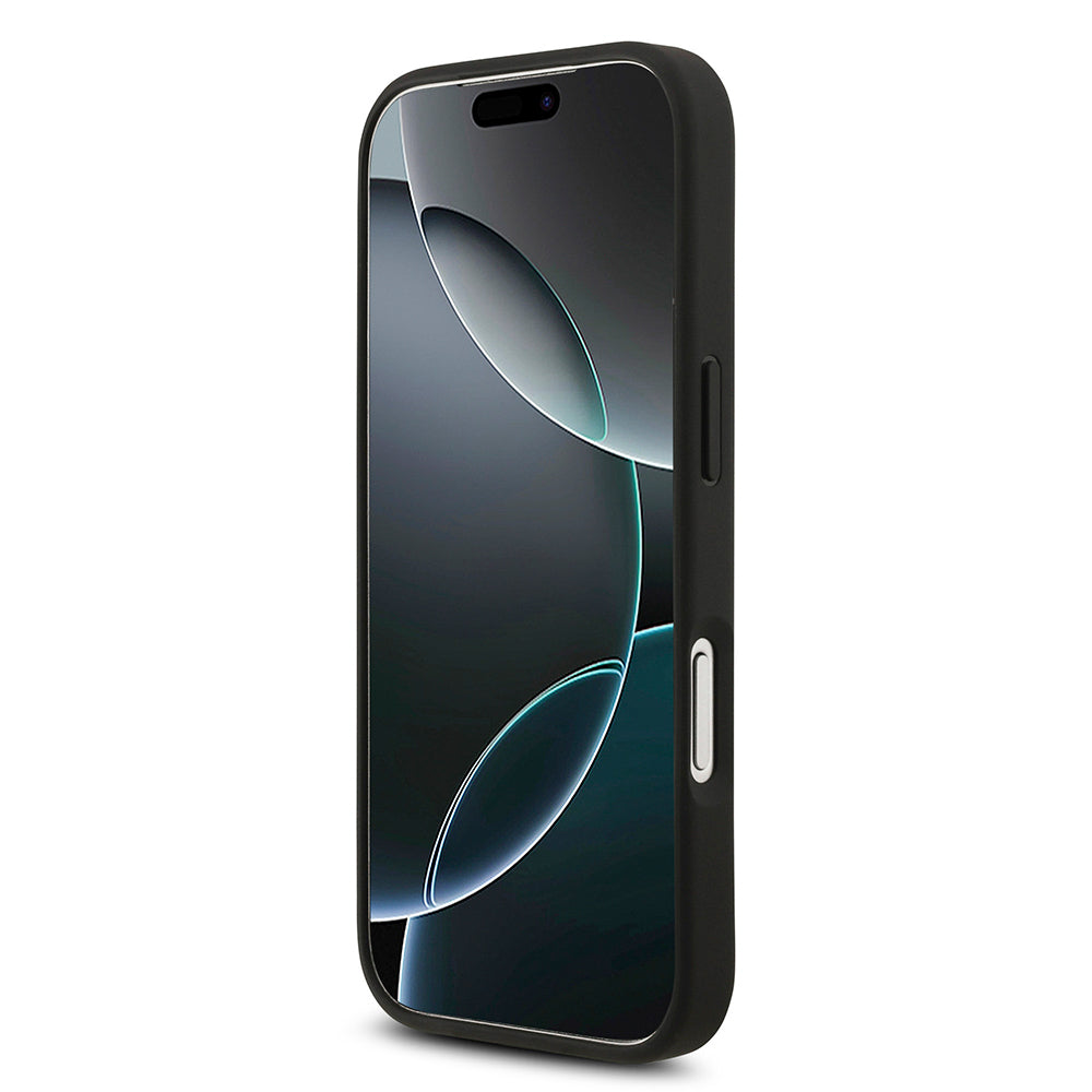 Apple iPhone 17 Pro Kılıf Guess Orjinal Lisanslı M-safe Şarj Özellikli Yazı Logolu Circle Classic Kapak Siyah