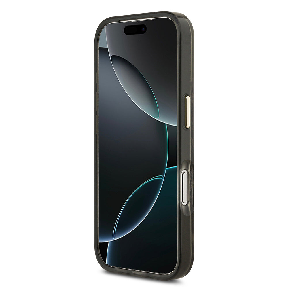 Apple iPhone 17 Pro Kılıf Guess Orjinal Lisanslı M-safe Şarj Özellikli Yazı Logolu Python Desenli Kapak Kahverengi