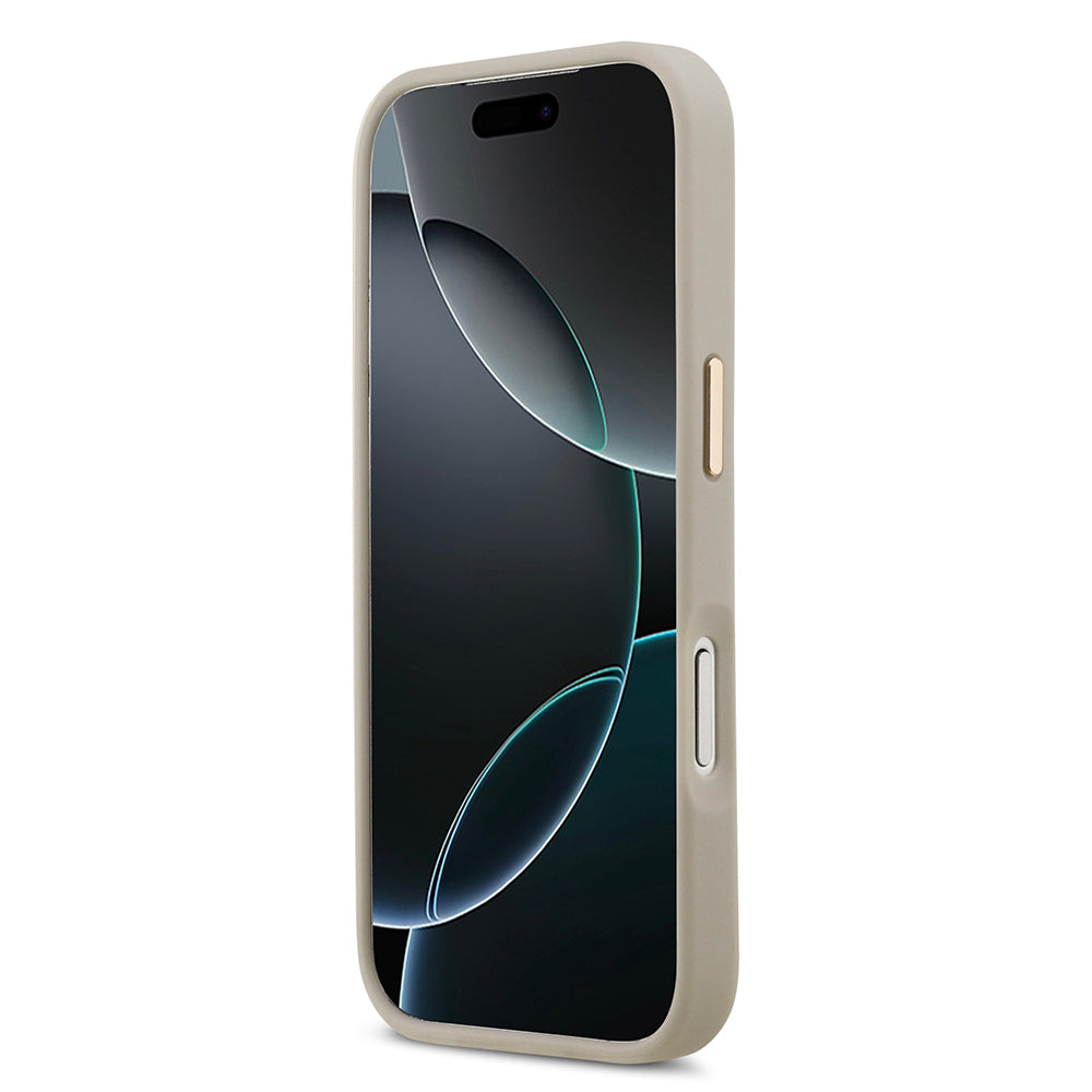 Apple iPhone 17 Pro Kılıf Lacoste Orjinal Lisanslı M-safe Şarj Özellikli Champs Elysees PU Deri Tasarımlı Kapak Gri