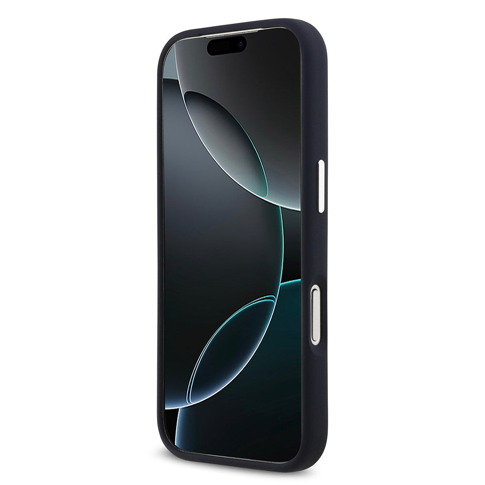 Apple iPhone 17 Pro Kılıf Lacoste Orjinal Lisanslı M-safe Şarj Özellikli İkonik Logolu Metal Kamera Çerçeveli Silikon Kapak Lacivert