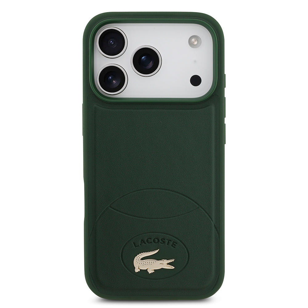 Apple iPhone 17 Pro Kılıf Lacoste Orjinal Lisanslı M-safe Şarj Özellikli PU Deri Tasarımlı Metal Logolu Kapak Yeşil