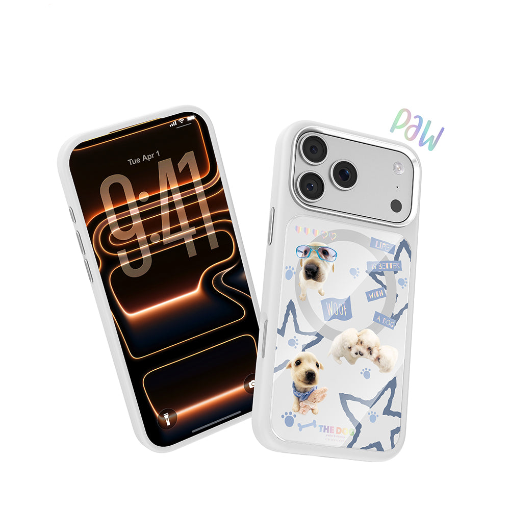 Apple iPhone 17 Pro Kılıf M-safe Şarj Özellikli 3D Baskılı Tasarım Mutural The Dog Serisi Kapak Beyaz