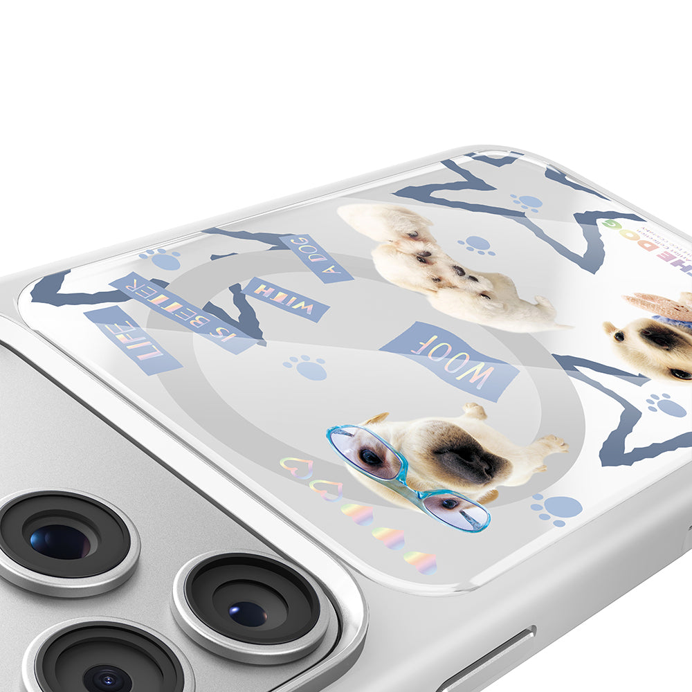 Apple iPhone 17 Pro Kılıf M-safe Şarj Özellikli 3D Baskılı Tasarım Mutural The Dog Serisi Kapak Beyaz