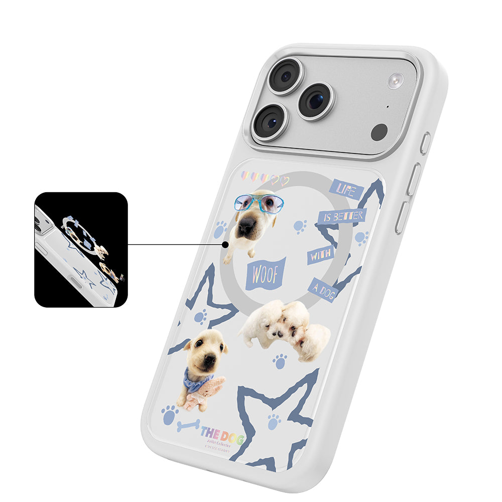 Apple iPhone 17 Pro Kılıf M-safe Şarj Özellikli 3D Baskılı Tasarım Mutural The Dog Serisi Kapak Beyaz
