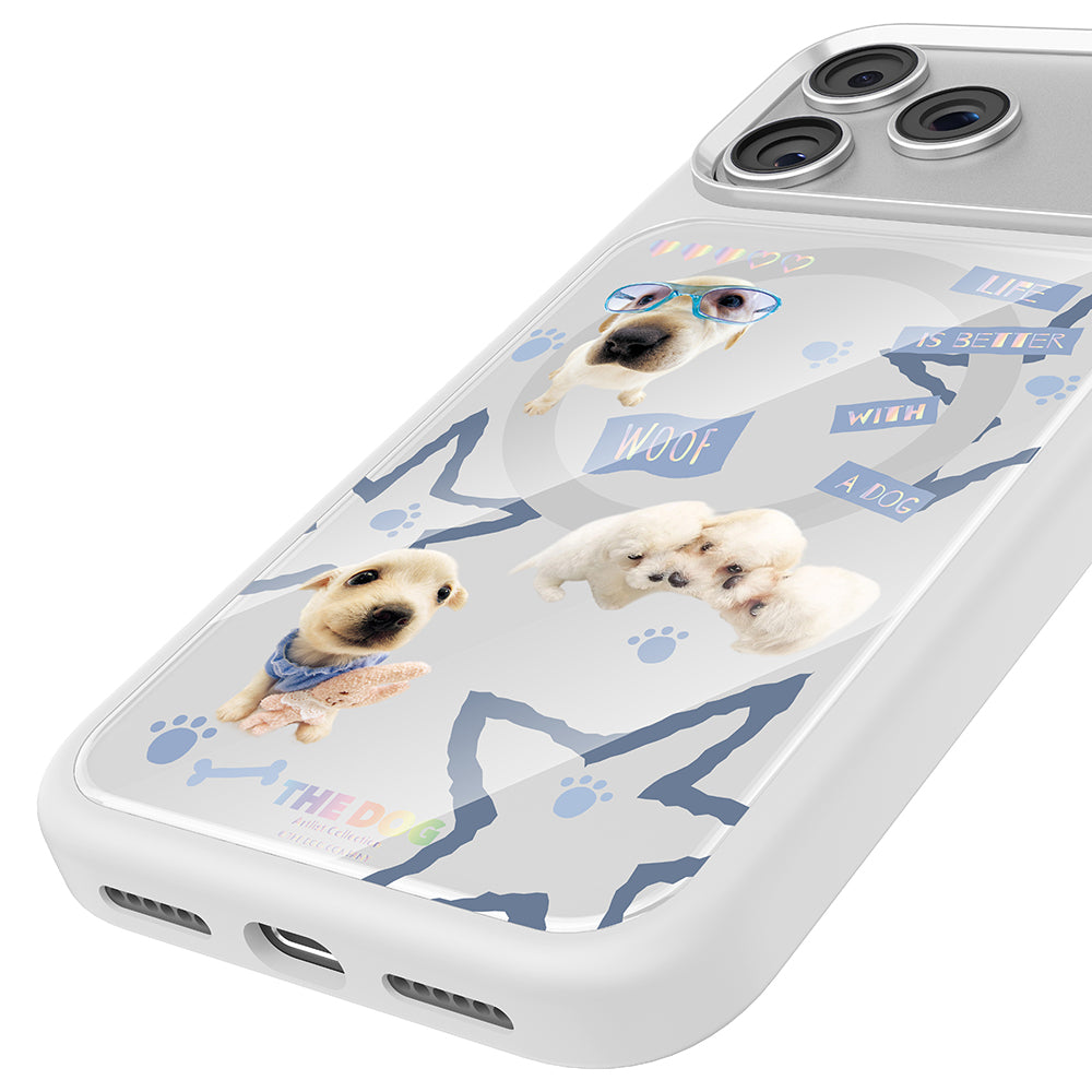 Apple iPhone 17 Pro Kılıf M-safe Şarj Özellikli 3D Baskılı Tasarım Mutural The Dog Serisi Kapak Beyaz