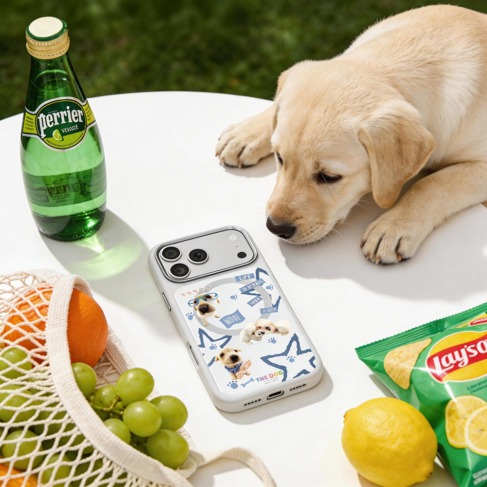 Apple iPhone 17 Pro Kılıf M-safe Şarj Özellikli 3D Baskılı Tasarım Mutural The Dog Serisi Kapak Beyaz