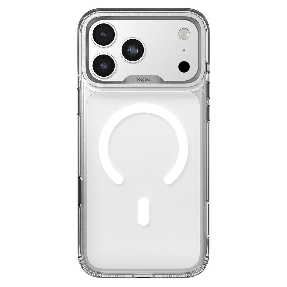 Apple iPhone 17 Pro Kılıf M-safe Şarj Özellikli Airbag Tasarımlı O-Ring Şeffaf Kajsa Trans Shield Serisi Kapak Gümüş