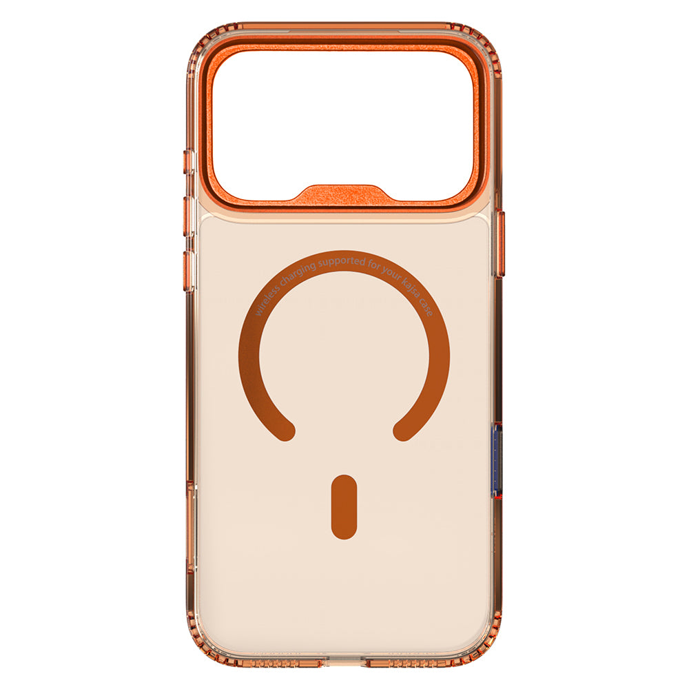 Apple iPhone 17 Pro Kılıf M-safe Şarj Özellikli Airbag Tasarımlı O-Ring Şeffaf Kajsa Trans Shield Serisi Kapak Turuncu