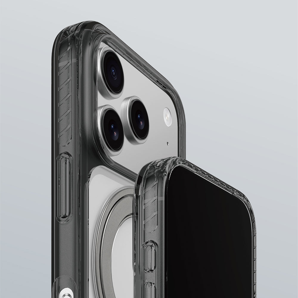 Apple iPhone 17 Pro Kılıf M-Safe Şarj Özellikli Airbag Tasarımlı Standlı AmazingThing Titan Pro MagSpin Kapak Mavi