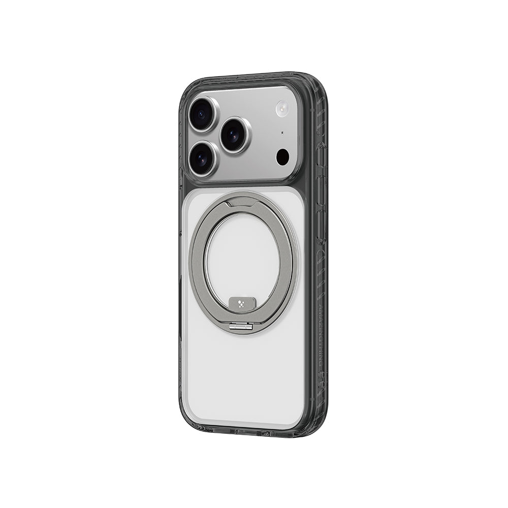 Apple iPhone 17 Pro Kılıf M-Safe Şarj Özellikli Airbag Tasarımlı Standlı AmazingThing Titan Pro MagSpin Kapak Siyah
