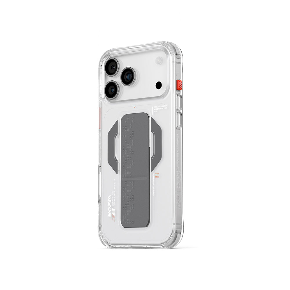 Apple iPhone 17 Pro Kılıf M-Safe Şarj Özellikli Airbag Tasarımlı Standlı Skinarma Haxa Kapak Şeffaf