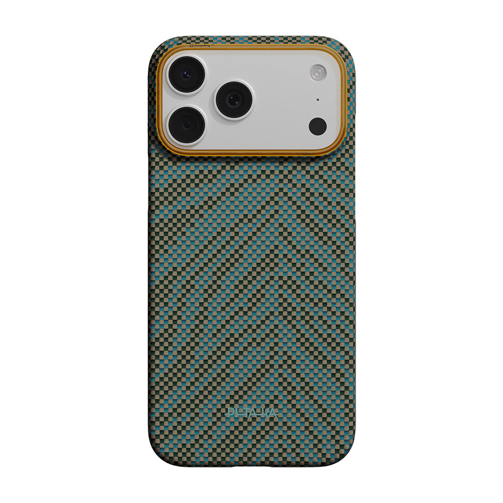 Apple iPhone 17 Pro Kılıf M-safe Şarj Özellikli Aramid Fiber Pitaka Breath of Veins Serisi Kapak Yeşil