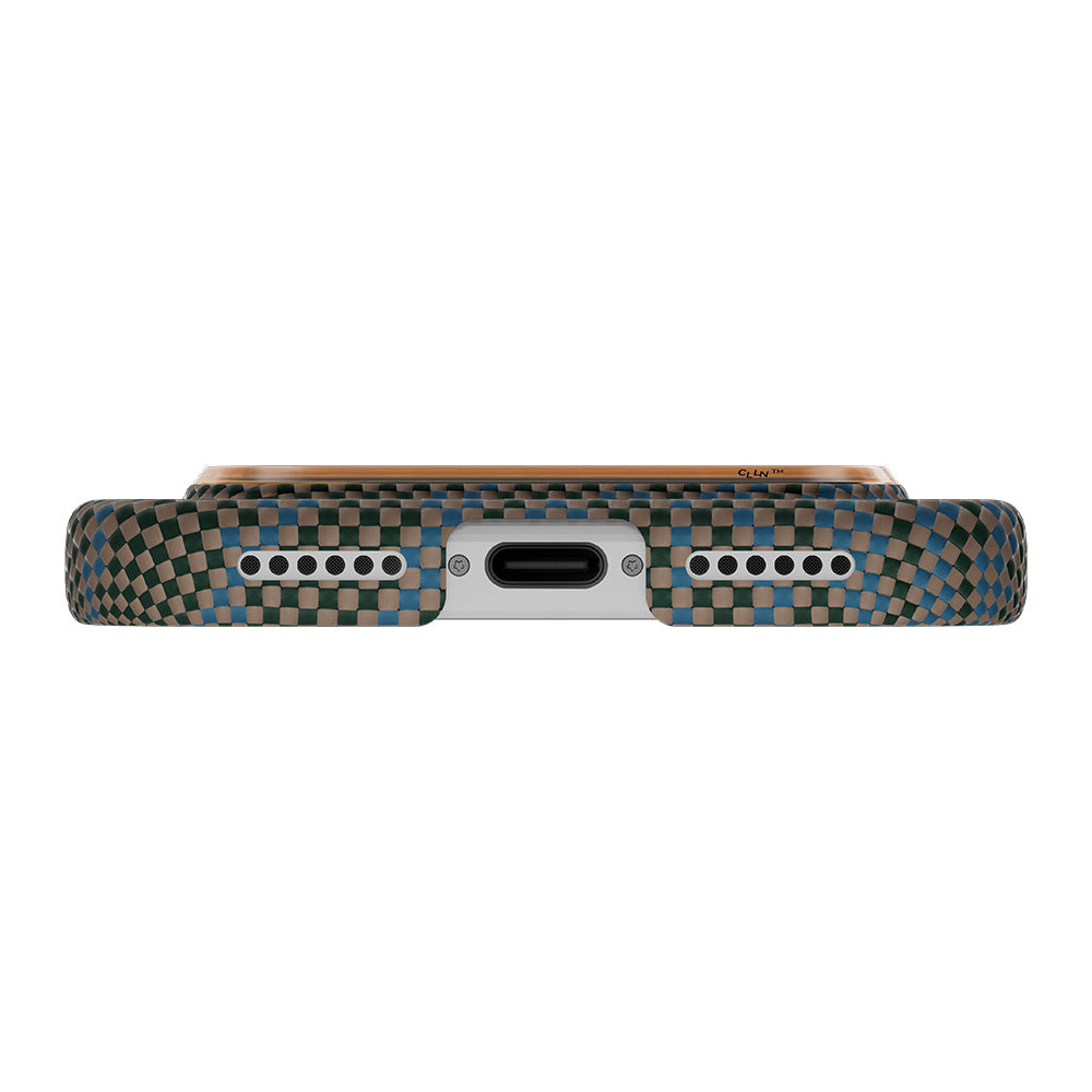 Apple iPhone 17 Pro Kılıf M-safe Şarj Özellikli Aramid Fiber Pitaka Breath of Veins Serisi Kapak Yeşil