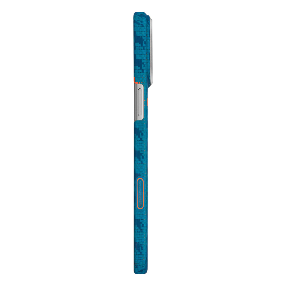 Apple iPhone 17 Pro Kılıf M-safe Şarj Özellikli Aramid Fiber Pitaka Edge Serisi Happiness Rides Kapak Mavi