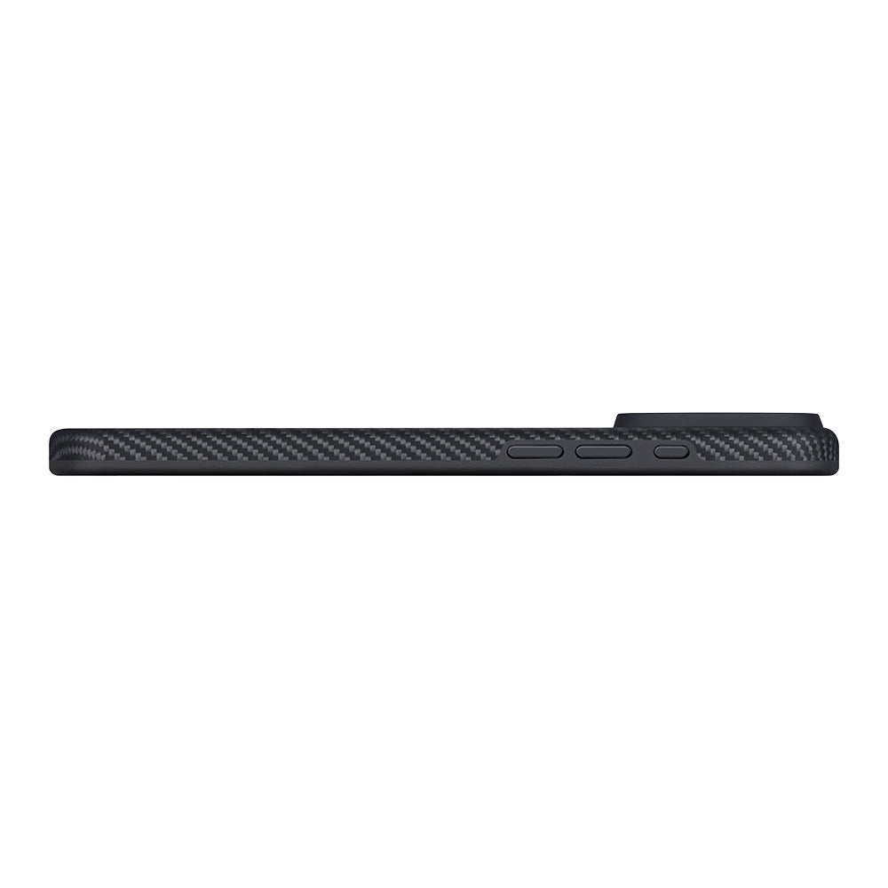 Apple iPhone 17 Pro Kılıf M-safe Şarj Özellikli Aramid Fiber Pitaka Military-Grade Classic Serisi Black-Grey Twill Kapak Siyah