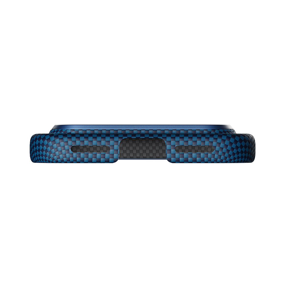 Apple iPhone 17 Pro Kılıf M-safe Şarj Özellikli Aramid Fiber Pitaka Tactile Woven Starpeak Serisi Milky Way Galaxy Kapak Mavi