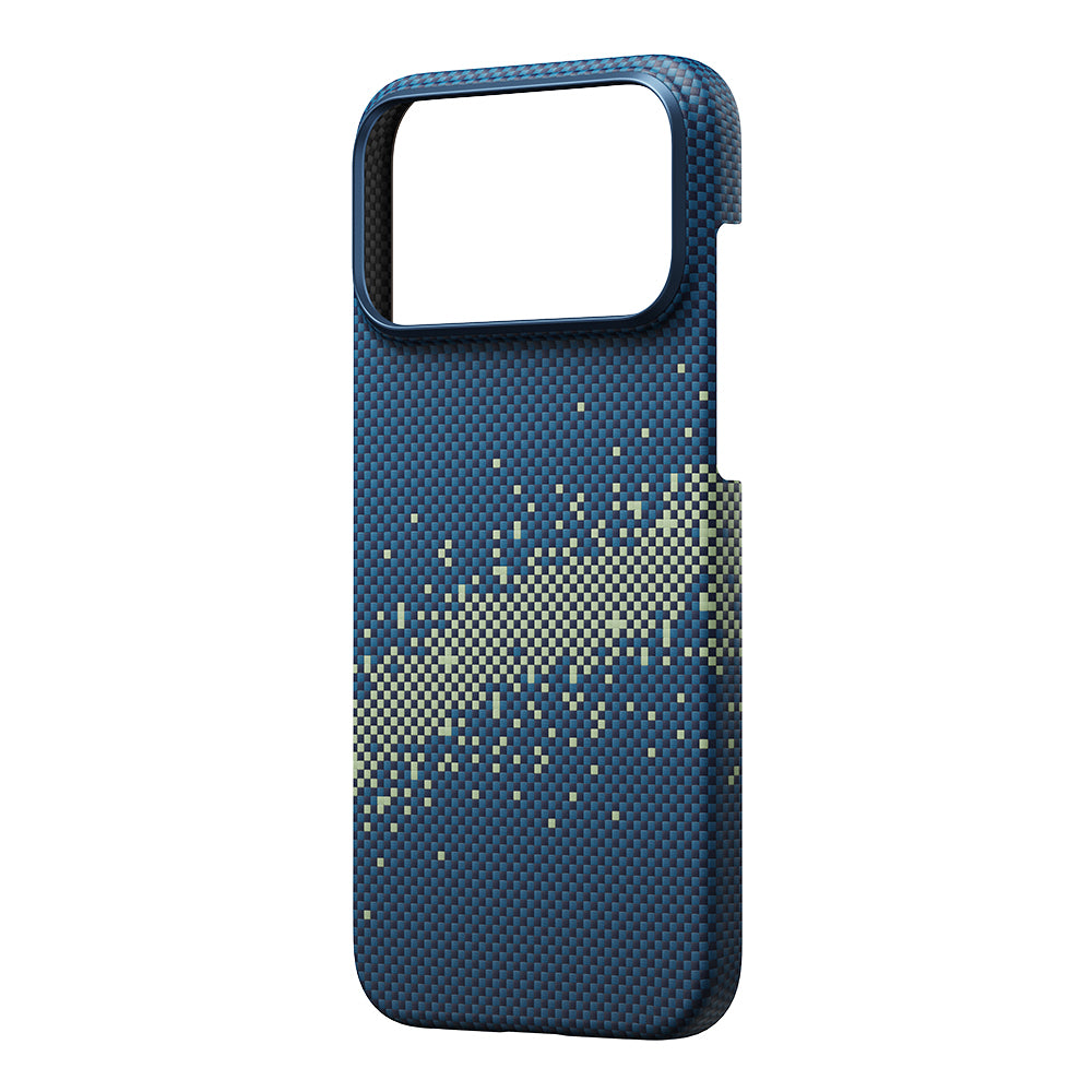 Apple iPhone 17 Pro Kılıf M-safe Şarj Özellikli Aramid Fiber Pitaka Tactile Woven Starpeak Serisi Milky Way Galaxy Kapak Mavi
