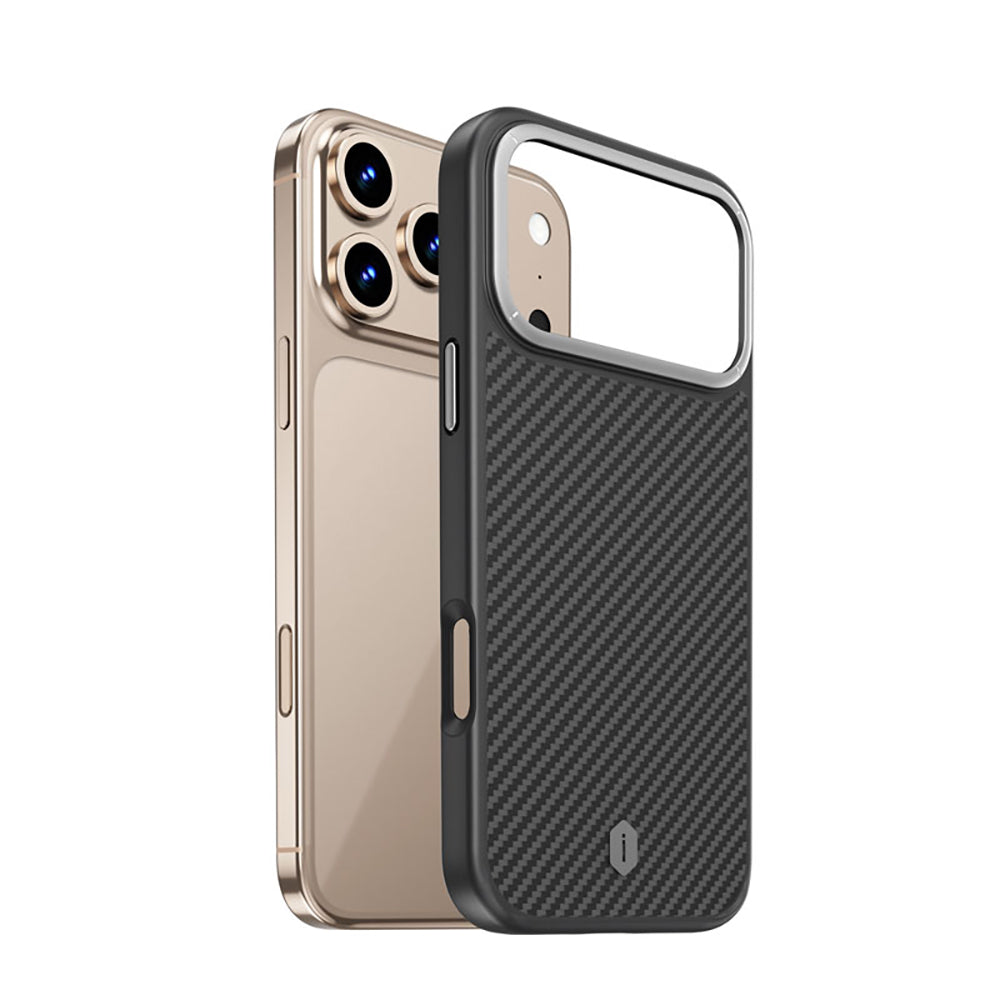 Apple iPhone 17 Pro Kılıf M-safe Şarj Özellikli Aramid Fiber Wiwu Defense Ultra Serisi DCC-205 Kapak Siyah