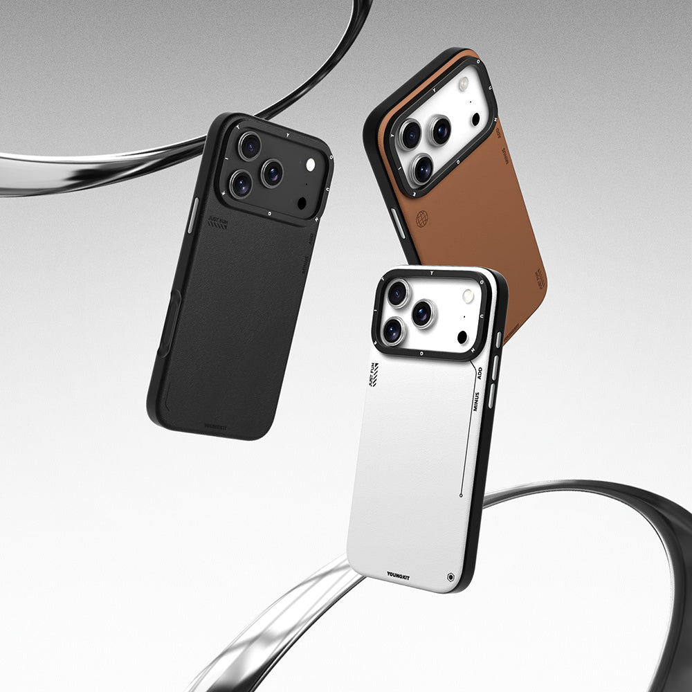 Apple iPhone 17 Pro Kılıf M-safe Şarj Özellikli Basit Mat Deri Desenli Youngkit Tech Fashion Serisi Kapak Siyah