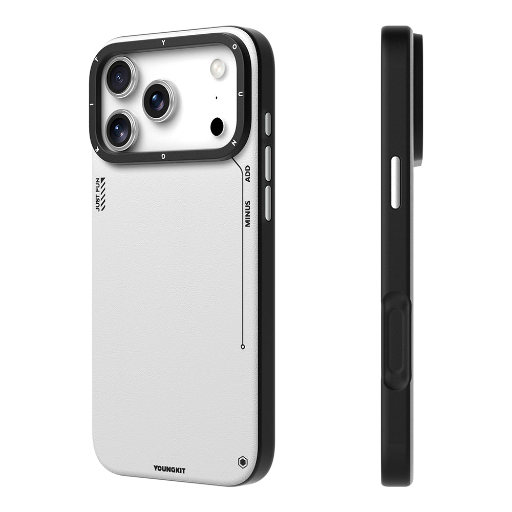 Apple iPhone 17 Pro Kılıf M-safe Şarj Özellikli Basit Mat Deri Desenli Youngkit Tech Fashion Serisi Kapak Siyah