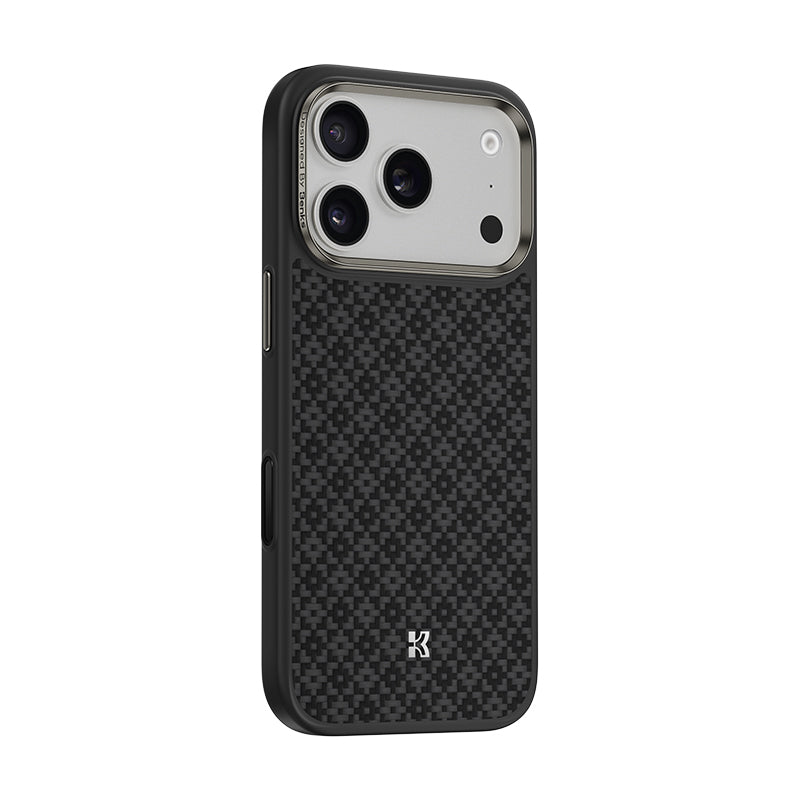 Apple iPhone 17 Pro Kılıf M-Safe Şarj Özellikli Benks ArmorPro ArmorGrid Serisi Kevlar Kapak Siyah